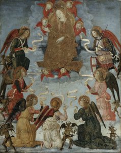 Jungfrau in Herrlichkeit umgeben von sieben Erzengeln, ca. 1490-1500