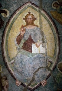 Erlöser zwischen den vier Evangelisten (Fresko) von Master of Mocchirolo