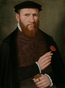 Porträt eines Mannes mit einer roten Nelke in der rechten Hand und einem Handschuh in der linken, 1540-51
