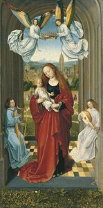Die Jungfrau und das Kind zwischen Engeln von Master of the André Madonna