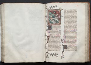Das Gotha Missale: Fol. 103r, St. Andreas wird an das Kreuz gebunden, ca. 1375