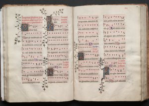 Das Gotha Missale: Fol. 57v, Text, ca. 1375 von Master of the Boqueteaux