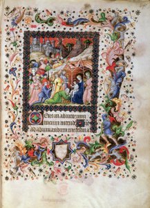 Anbetung des Kindes, aus einem Stundenbuch, ca. 1407 von Master of the Brussels Initials
