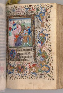 Stundenbuch von Karl dem Edlen, König von Navarra 1361-1425: fol. 170v, Christus trägt das Kreuz, ca. 14 von Master of the Brussels Initials and Associates