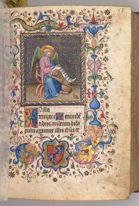 Stundenbuch von Charles dem Edlen, König von Navarra 1361-1425: fol. 27r, St. Markus, um 1405 von Master of the Brussels Initials and Associates