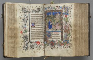 Stundenbuch von Karl dem Edlen, König von Navarra 1361-1425: fol. 87v, Text, ca. 1405 von Master of the Brussels Initials and Associates
