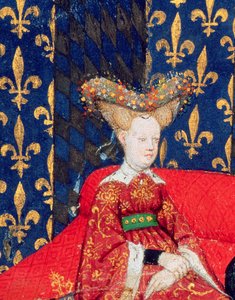 Isabeau von Bayern, Königin von Frankreich (1371-1435), aus den Gedichten von Christine de Pisan, c.1410-15 (Pergament) (Detail) von Master of the Cité des Dames