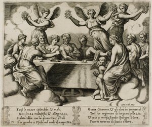 Die Götter feiern die Hochzeit von Psyche und Amor