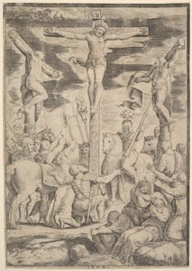 Die Bekehrung des Zenturios, der seine Arme vor Christus am Kreuz ausbreitet, 1532