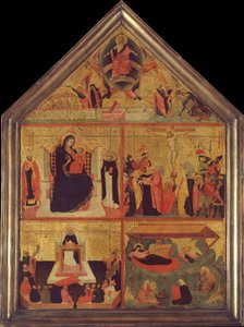 Das Jüngste Gericht, Die Jungfrau und das Kind mit einem Bischof-Heiligen und dem heiligen Petrus Märtyrer..., ca. 1325