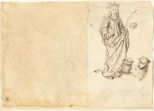 Heilige Agnes (verso) von Master of the Drapery Studies after Martin Schongauer