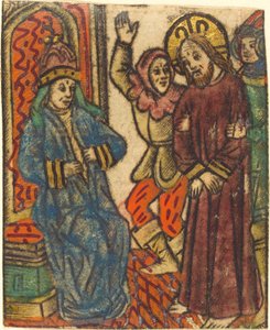 Christus vor Kaiphas von Master of the Dutuit Mount of Olives after Master of St. Erasmus