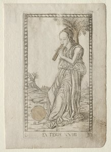 Euterpe, Musik, lyrische Poesie aus der Tarocchi-Serie von Master of the E Series Tarocchi