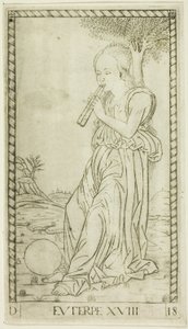 Euterpe, Platte achtzehn aus Apollo und die Musen von Master of the E Series Tarocchi