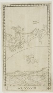 Die Sonne, Platte 44 aus Planeten und Sphären von Master of the E Series Tarocchi