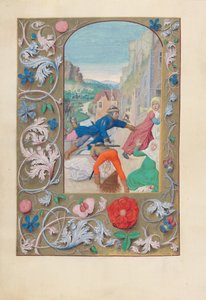 Stundenbuch der Königin Isabella der Katholischen, Königin von Spanien: Fol. 146v, Kindermord und Flucht nach Ägypten von Master of the First Prayerbook of Maximillian