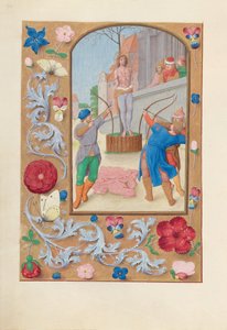 Stundenbuch der Königin Isabella der Katholischen, Königin von Spanien: Fol. 177v, St. Sebastian von Master of the First Prayerbook of Maximillian