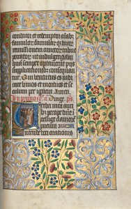 Stundenbuch Gebrauch von Rouen: fol. 110r, Messe für die Toten im Initial, ca. 1470 von Master of the Geneva Latini