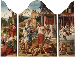 Triptychon mit Szenen aus dem Leben des Heiligen Johannes des Täufers, ca. 1530 von Master of the Gent Adultress