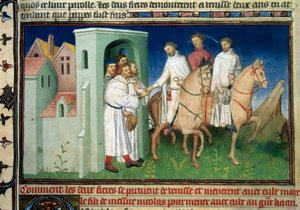 Matteo und Niccolo, die Polo-Brüder verlassen Venedig (Miniatur aus 