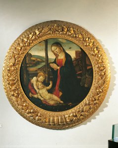 Madonna und Kind mit St. Johannes von Master of the Miller Tondo (attr. to)