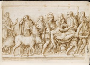 Verso: Die Rückkehr des Meleager, von einem römischen Sarkophag, Rom, Palazzo Barberini, ca. 1512-17