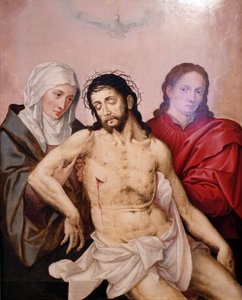 Der Körper Jesu gehalten von Maria und Johannes