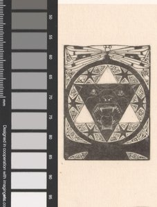 Theosophisches Emblem mit brüllendem Hundekopf