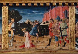 Madonna mit Kind und den Heiligen Jakobus, Augustinus, Bernhardin und Margarete, erste Jahrzehnte des 14. Jahrhunderts