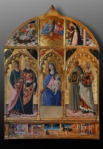 Madonna mit Kind und den Heiligen Jakobus, Augustinus, Bernhardin und Margarete, erste Jahrzehnte des 14. Jahrhunderts von Matteo di (c.1430 95) Giovanni