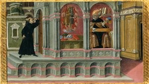 Vision des Heiligen Augustinus von den Heiligen Hieronymus und Johannes dem Täufer, 1476