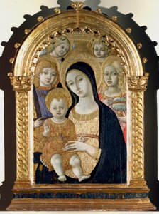 Jungfrau mit Jesuskind, Heiliger Michael, Heilige Maria Magdalena von Matteo di Giovanni di Bartolo