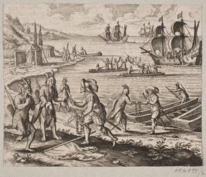 So wurde ein Naturhafen an die entsandten Engländer übergeben von Matthäus Merian d.Æ.