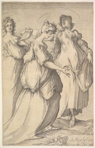 Drei weibliche Figuren mit Heiligenschein (ca. 1610-50)