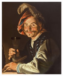 Flötenspieler mit einem Glas Wein, ca. 1615-50