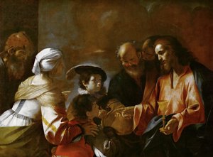 Christus segnet die Kinder Lasst die kleinen Kinder zu mir kommen, ca. 1635 von Mattia Preti