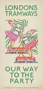 Unser Weg zur Party, London County Council LCC Straßenbahnplakat, 1924