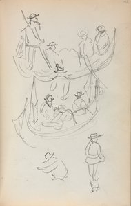 Italienisches Skizzenbuch: Zwei Gondeln mit Figuren, 1898-1899