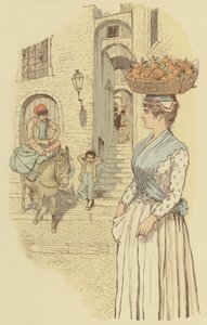 Straßenleben in den engen Gassen der Altstadt von San Remo, Italien von Maurice Charles Mathieu Bonvoisin