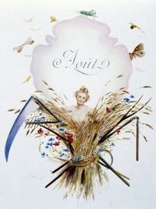 August „La Chanson du mois“ von Jérôme Doucet, Illustration - Maurice Leloir, ed. Reims 1904. L. Michaud von Maurice Leloir