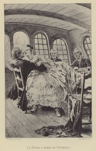 Abendessen an Bord des Schiffes (Gravur) von Maurice Leloir