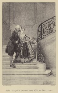 Jean-Jacques Rousseau küsst Madame de Boufflers (Gravur) von Maurice Leloir