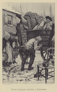 Jean-Jacques verlässt die Einsiedelei (Gravur) von Maurice Leloir