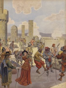 Mlle de Montpensier, in der Bastille, befiehlt das Abfeuern von Kanonen auf die Armee von König Ludwig XIV.