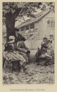 Beschäftigungen von Rousseau in Motiers (Gravur)