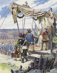 Richelieu feiert Messe im Lager von La Rochelle