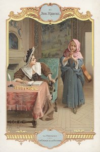 Szene aus Jean de la Fontaines Fabel La Cigale et la Fourmi (Die Ameise und die Heuschrecke) von Maurice Leloir