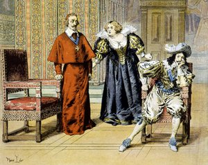Der Tag der Narren (11/11/1630): Richelieu bleibt unbeeindruckt von den Beleidigungen von Marie de Medici - in „Richelieu“ von Maurice Leloir. von Maurice Leloir