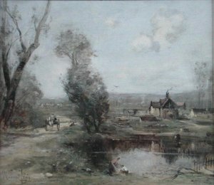 Ein Weg an einem Fluss in Nordfrankreich