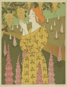 Cytises und Digitales - Frau mit Glyzinien und Fingerhüten